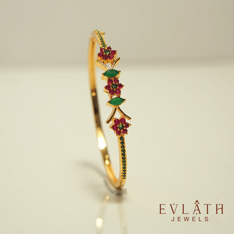 Premium Gold-Plated Adjustable Bangles with Multi-Color Stones – Evlath Jewels