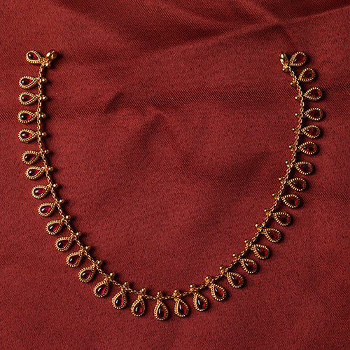 Ruby Stone Temple Jewelry Necklace - Evlath Jewels. 