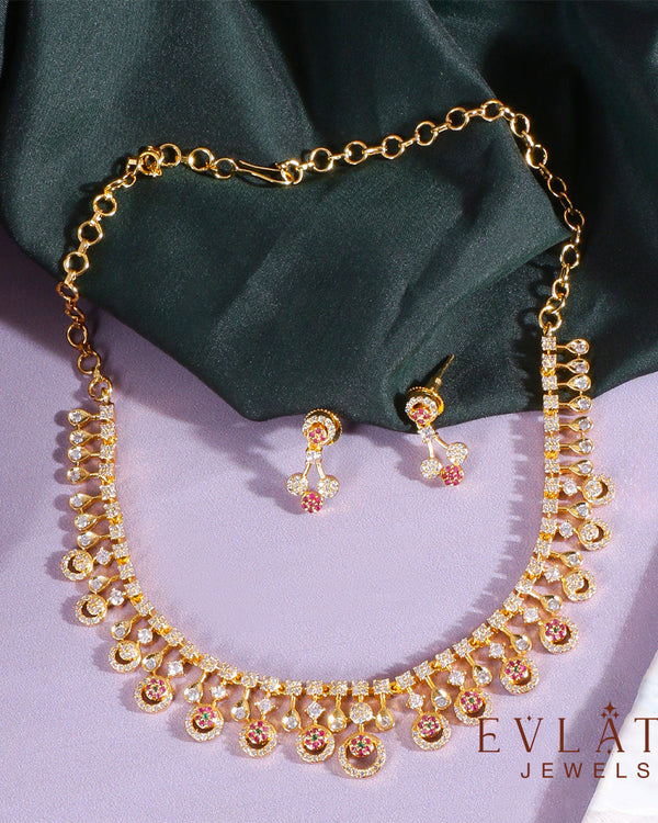 Multi-Colored Gold-Plated Stone Necklace Set – Evlath Jewels.