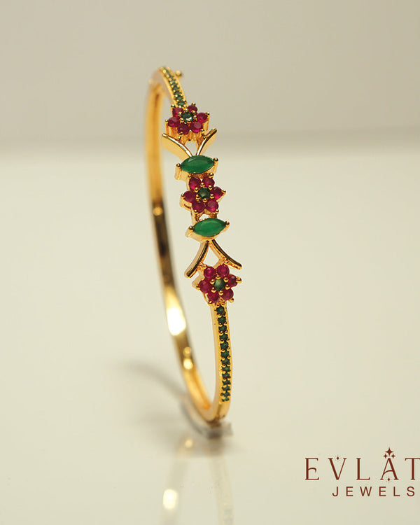 Premium Gold-Plated Adjustable Bangles with Multi-Color Stones – Evlath Jewels