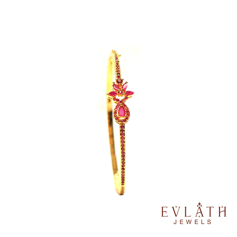 Premium Gold-Plated AD and Ruby Stone-Studded Opal Bangles – Evlath Jewels