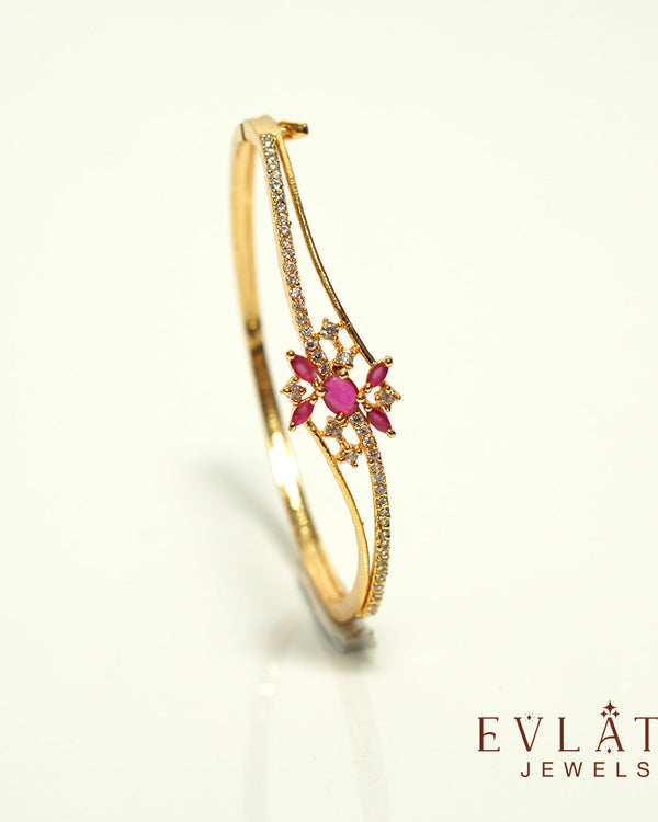 Premium Gold-Plated Ruby Stone Openable Bangle – Evlath Jewels