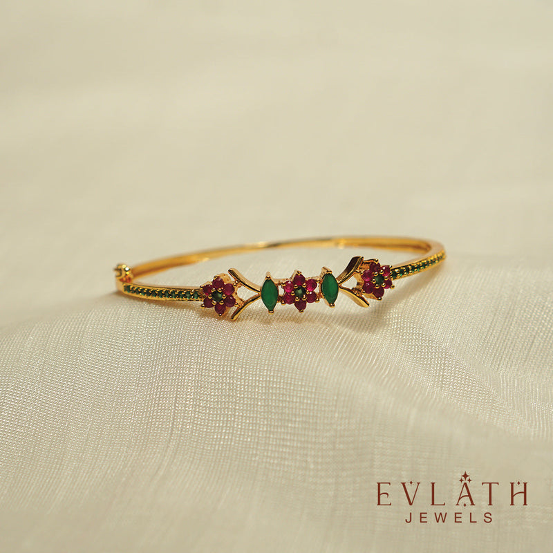 Premium Gold-Plated Adjustable Bangles with Multi-Color Stones – Evlath Jewels