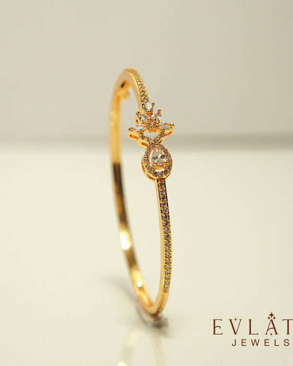Premium Gold-Plated CZ Stone-Studded Openable Bangles – Evlath Jewels