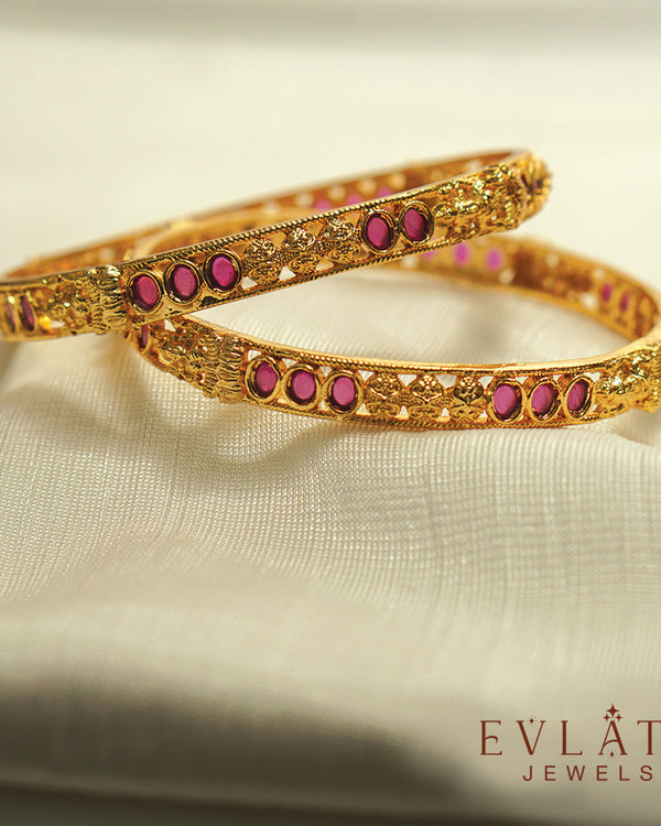 Premium Gold-Plated Lakshmi Bangles – Evlath Jewels