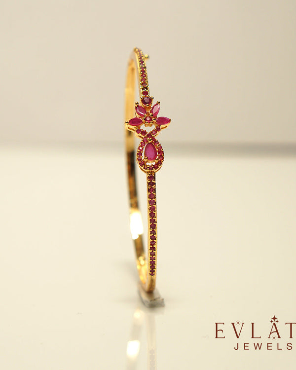 Premium Gold-Plated Red Ruby Stone-Studded Openable Bangles – Evlath Jewels