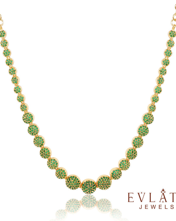 Premium quality gold plated Emerald stone beads studded Necklace -  Evlath Jewels