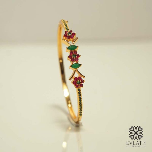 Premium Gold-Plated Adjustable Bangles with Multi-Color Stones – Evlath Jewels.