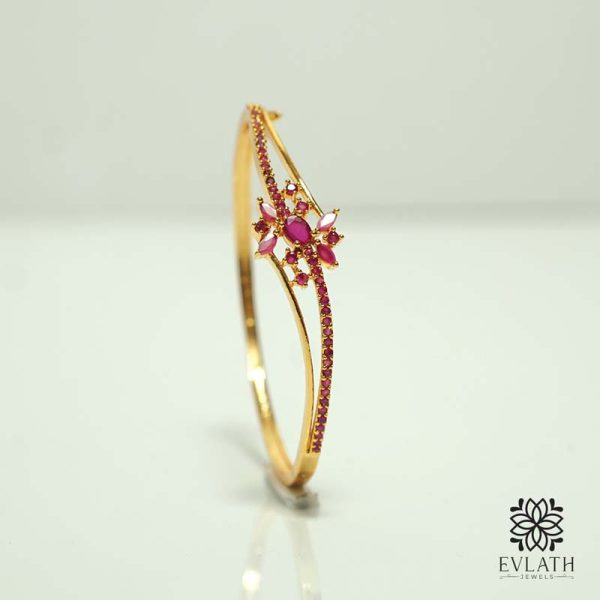 Premium Gold-Plated Ruby Stone Openable Bangle – Evlath Jewels.