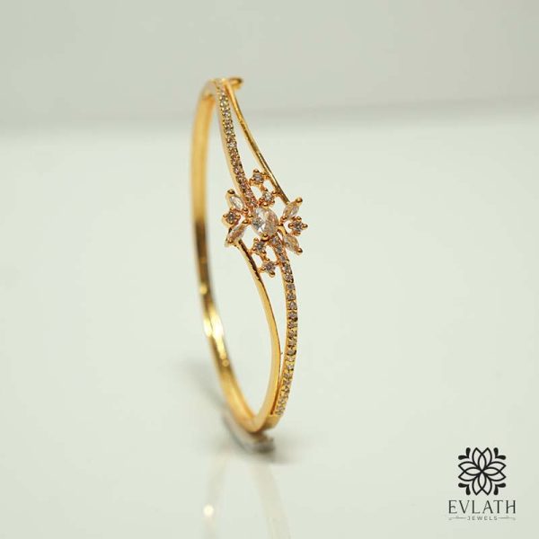 Premium gold plated AD stone free size bangles - Evlath Jewels.