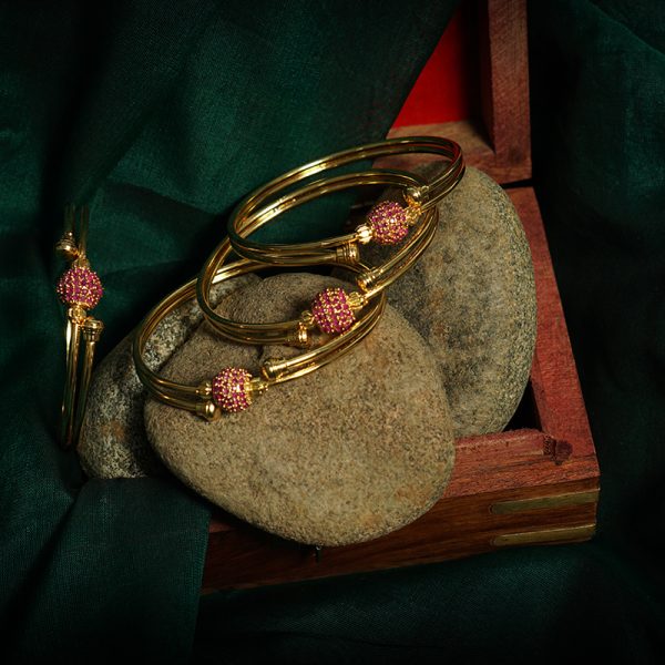 Premium-Quality Gold-Plated Ruby Stone Bangles - Evlath Jewels