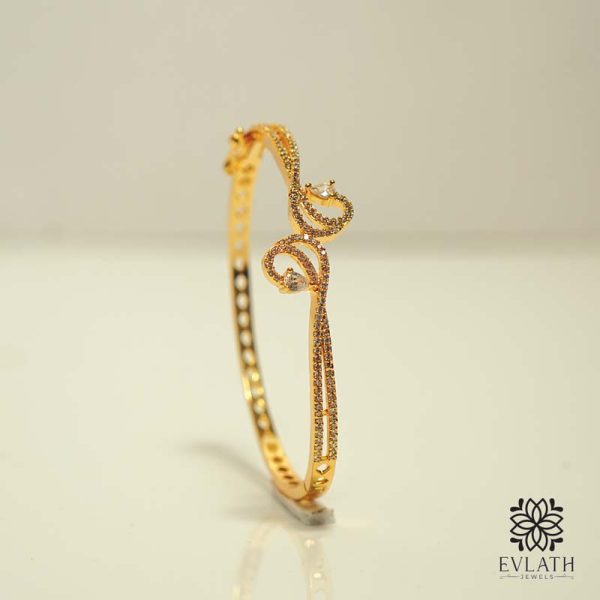 High-quality gold-plated adjustable bangle studded with sparkling CZ stones – Evlath Jewels