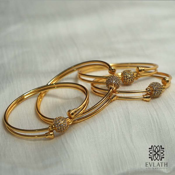 Premium-Quality Gold-Plated AD Stone Bangles - Evlath Jewels