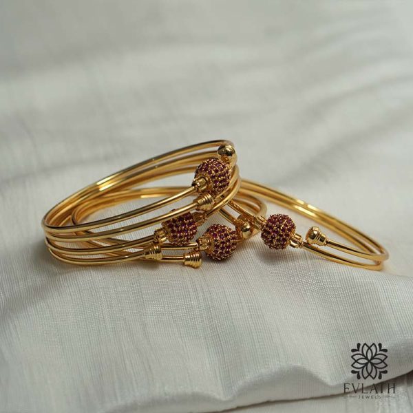 Premium-Quality Gold-Plated Ruby Stone Bangles - Evlath Jewels