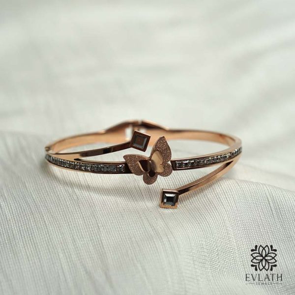 Rose Gold-Plated AD Stainless Steel Adjustable Bangles – Evlath Jewels