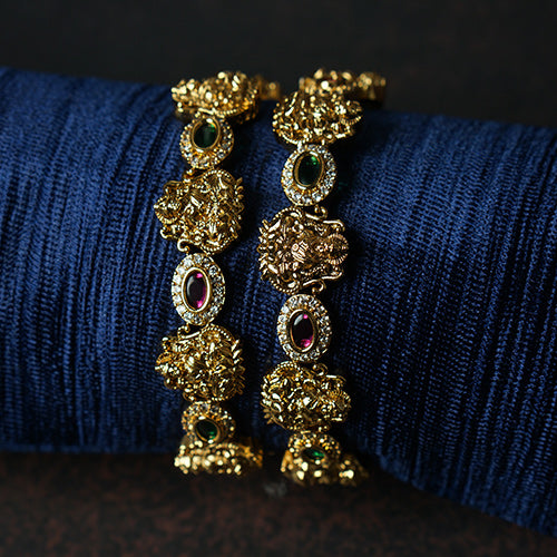 Premium-Quality Multi-Colored Antique Lakshmi Bangles - Evlath Jewels