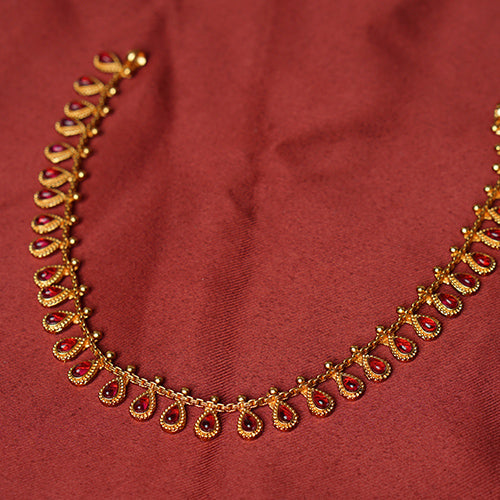 Ruby Stone Temple Jewelry Necklace - Evlath Jewels.