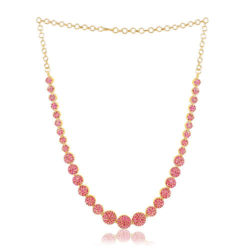 Premium Quality Gold Plated Ruby Stone Beads Studded Necklace - Evlath Jewels.