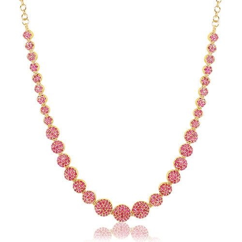 Premium Quality Gold Plated Ruby Stone Beads Studded Necklace - Evlath Jewels.