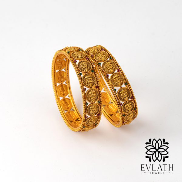 Traditional Lakshmi Design Kada Bangles - Evlath Jewels