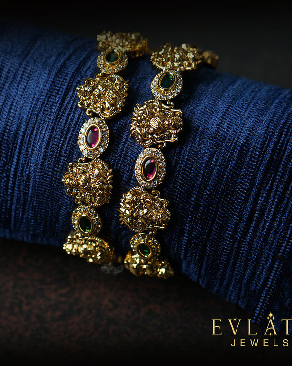 Premium-Quality Multi-Colored Antique Lakshmi Bangles – Evlath Jewels