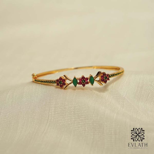 Premium Gold-Plated Adjustable Bangles with Multi-Color Stones – Evlath Jewels.