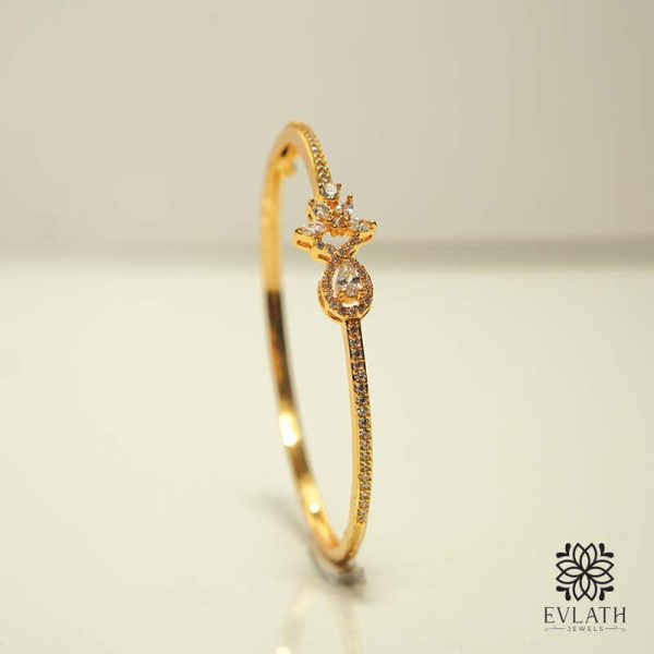 Premium gold-plated CZ stone-studded op-enable bangles - Evlath Jewels.