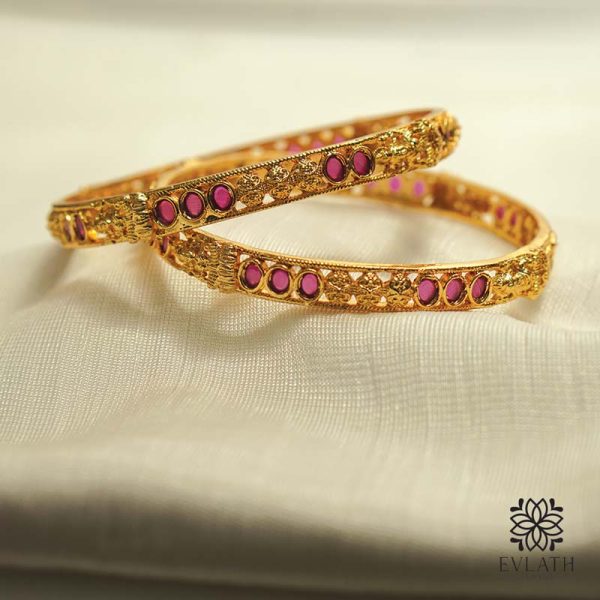 Exquisite Premium Gold-Plated Lakshmi Bangles - Evlath Jewels