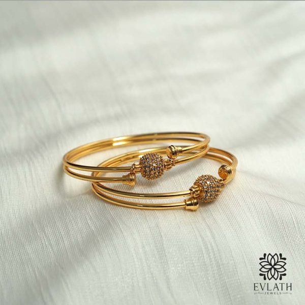 Premium-Quality Gold-Plated AD Stone Bangles - Evlath Jewels