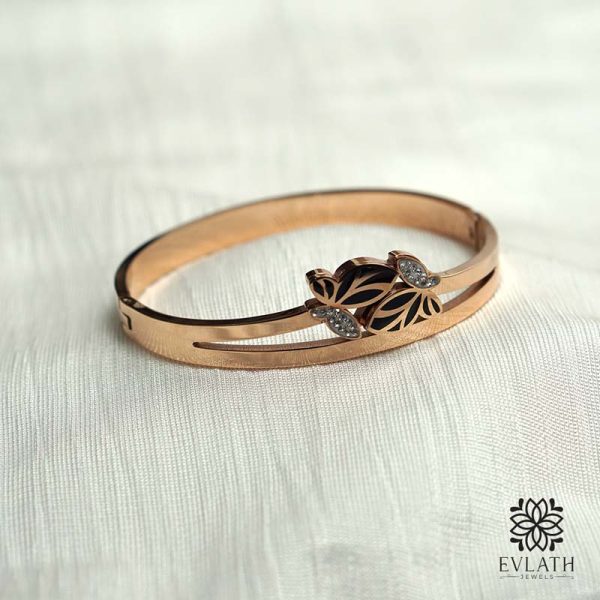 Rose Gold Plated AD Adjustable bangles - Evlath Jewels