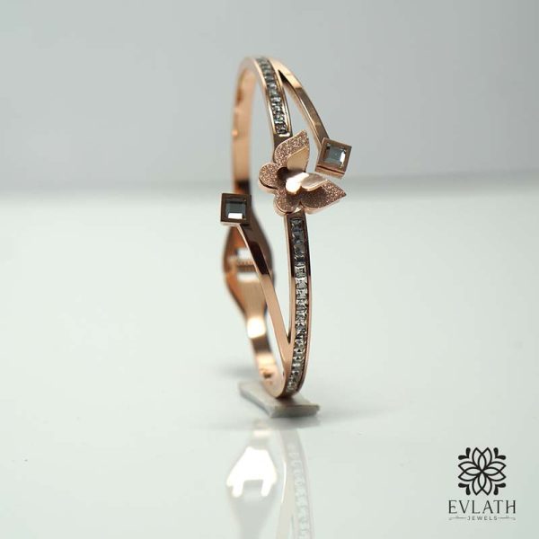 Rose Gold-Plated AD Stainless Steel Adjustable Bangles – Evlath Jewels