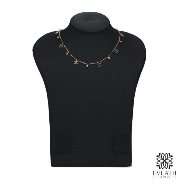 Radiant Rose Gold Necklace with American Diamond - Evlath Jewels