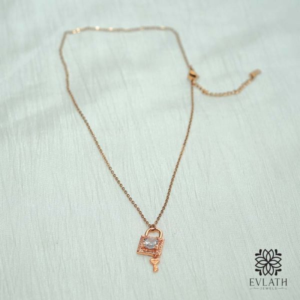 Rose Gold American Diamond Pendant & Chains - Evlath Jewels