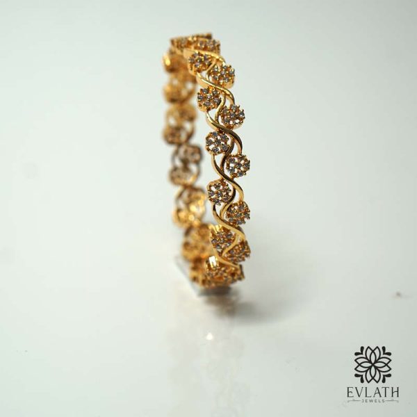 Premium Gold-Plated Floral AD Stone Bangles - Evlath Jewels