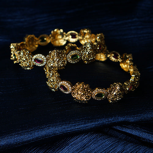 Premium-Quality Multi-Colored Antique Lakshmi Bangles - Evlath Jewels