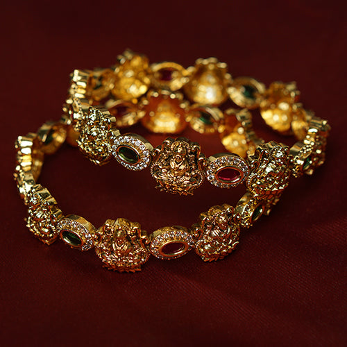 Premium-Quality Multi-Colored Antique Lakshmi Bangles - Evlath Jewels