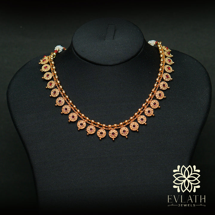 Temple Jewelry Necklace with Ruby Stones – Evlath Jewels.