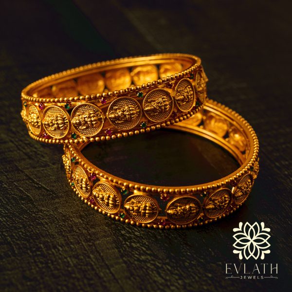 Traditional Lakshmi Design Kada Bangles - Evlath Jewels