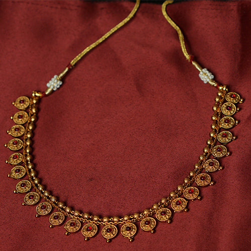 Temple Jewelry Necklace with Ruby Stones – Evlath Jewels.