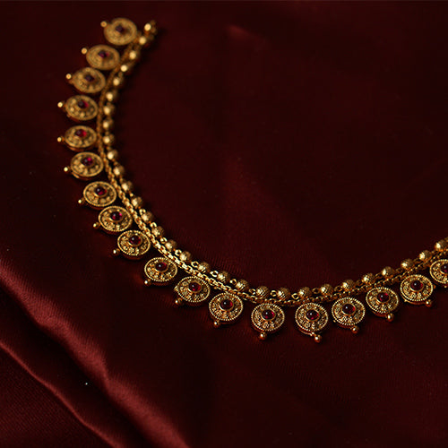 Temple Jewelry Necklace with Ruby Stones – Evlath Jewels.