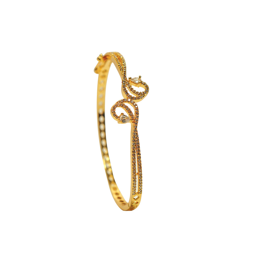 High-quality gold-plated adjustable bangle studded with sparkling CZ stones – Evlath Jewels