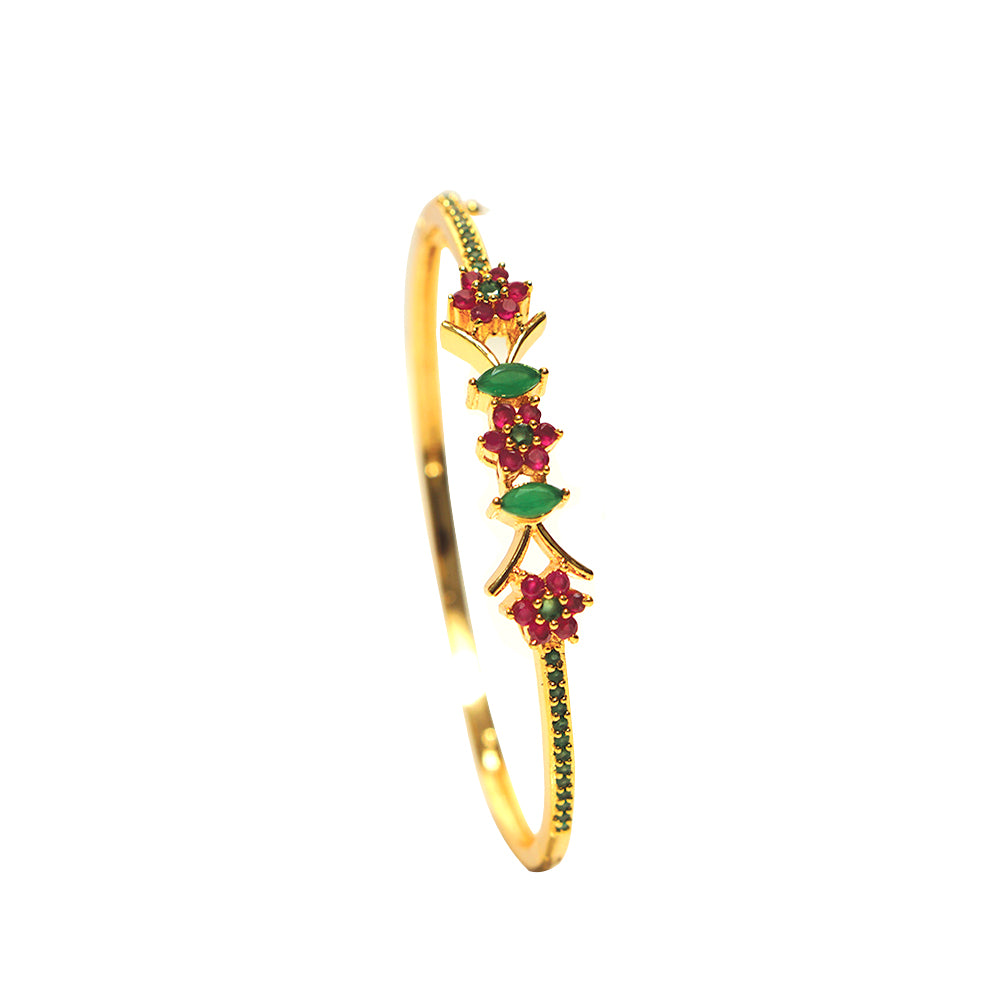 Premium Gold-Plated Adjustable Bangles with Multi-Color Stones – Evlath Jewels.