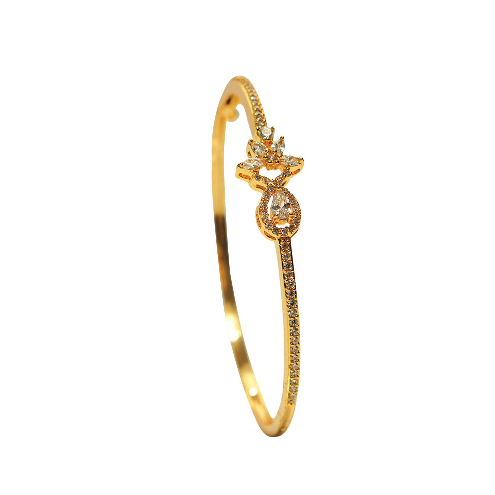 Premium gold-plated CZ stone-studded op-enable bangles - Evlath Jewels.