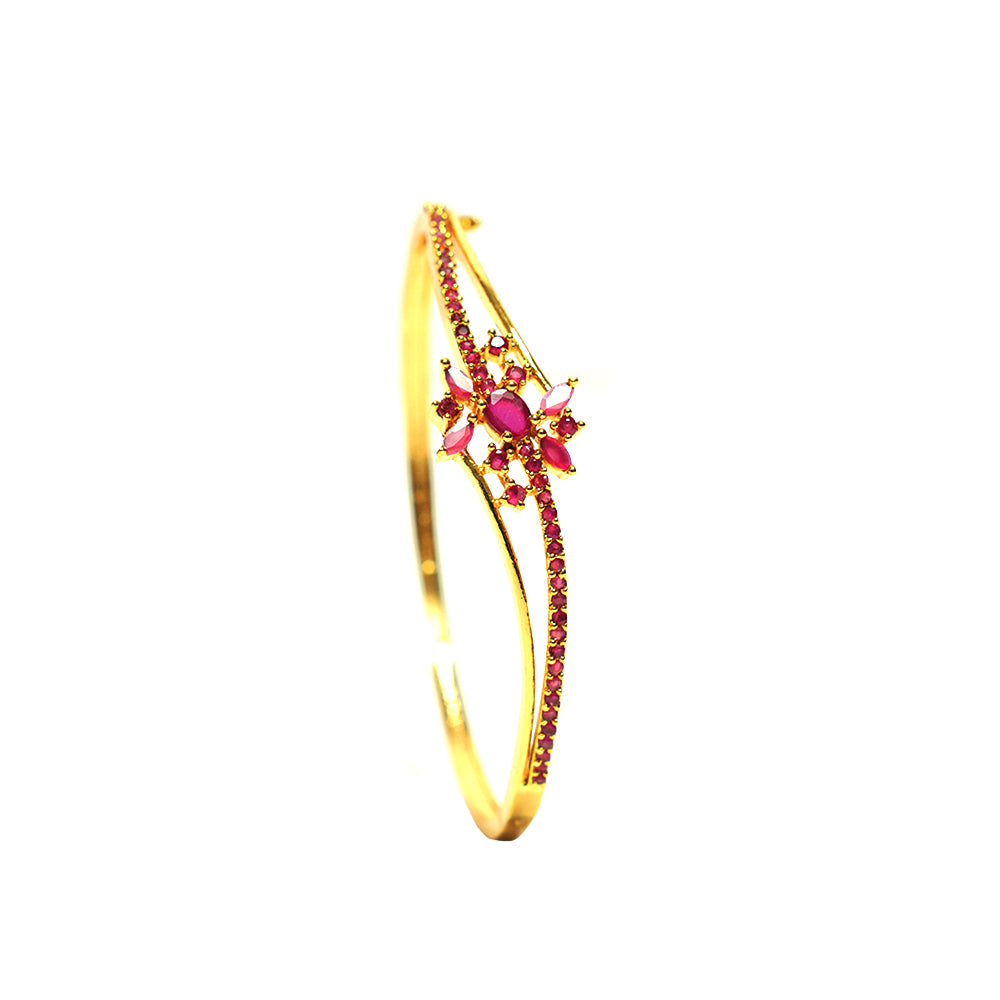 Premium Gold-Plated Ruby Stone Openable Bangle – Evlath Jewels.