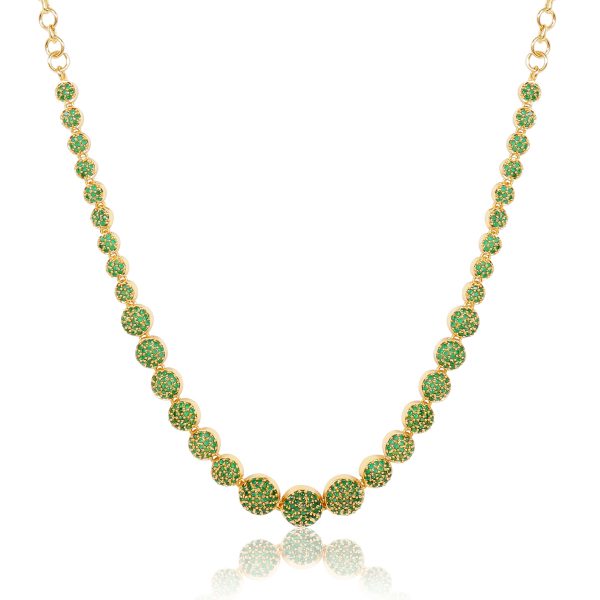 Premium quality gold plated Emerald stone beads studded Necklace -  Evlath Jewels