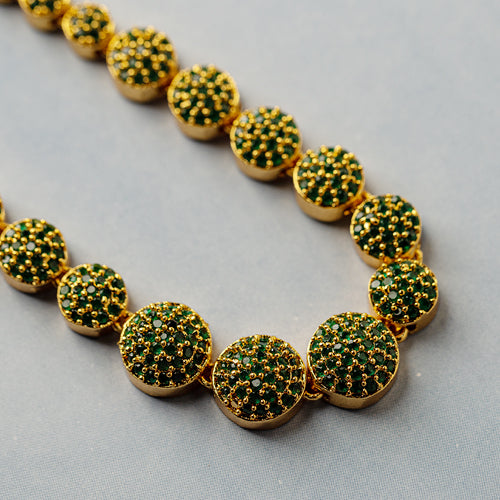 Premium quality gold plated Emerald stone beads studded Necklace -  Evlath Jewels