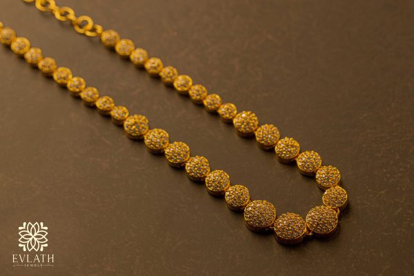 Premium quality gold-plated American diamond beads studded Necklace set - Evlath Jewels.