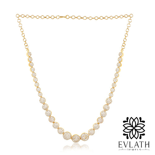 Premium quality gold-plated American diamond beads studded Necklace set - Evlath Jewels.