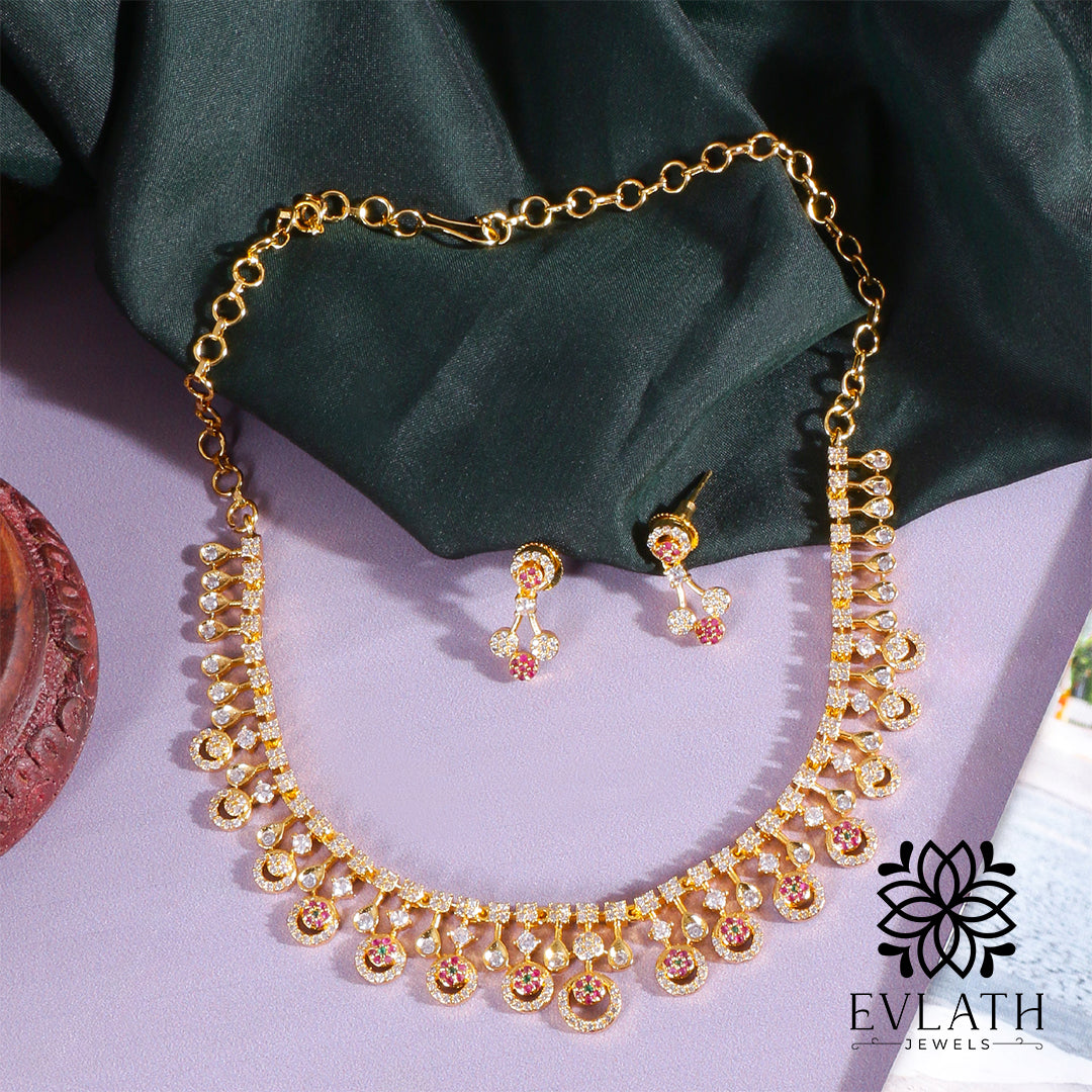 Multi-Colored Gold-Plated Stone Necklace Set – Evlath Jewels.